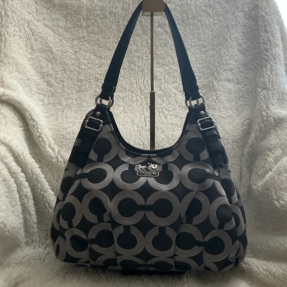 Coach Handbags - Coach Madison Maggie Op Art Shoulder Bag